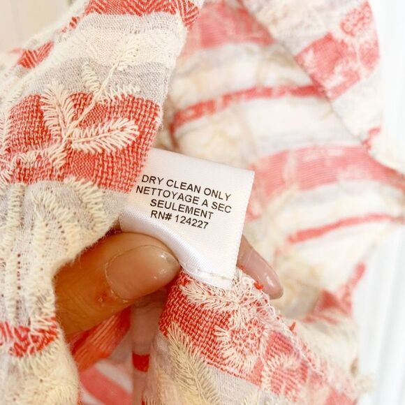 Misa Los Angeles Embroidered Mini Off Shoulder Dress Coral Red White Striped S - Picture 7 of 9